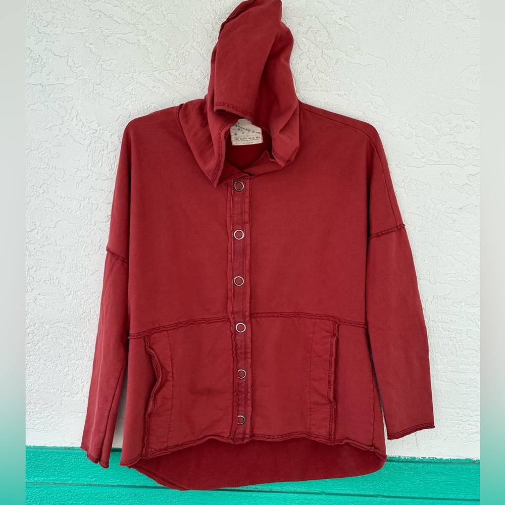 Raw Earth Wild Sky Rust Red Hoodie Medium Cotton Jacket